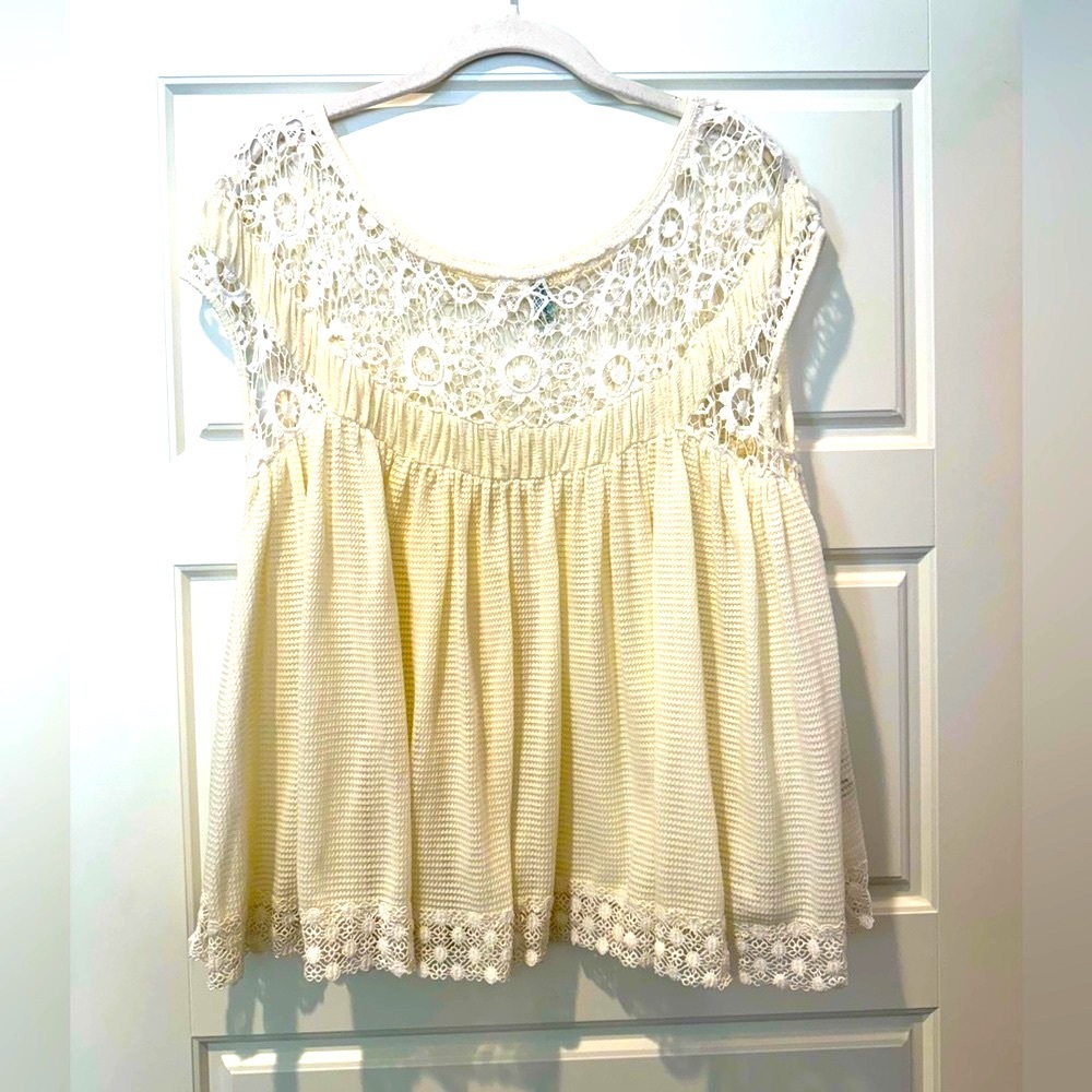 Free People Cream Lace Tank Top